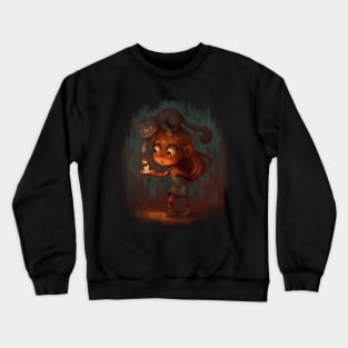 Girl and Kitten Crewneck Sweatshirt